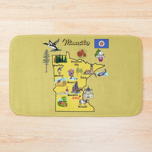 Item preview, tourist map of Minnesota state, USA, major cities, flag, landmarks designed and sold by mashmosh.