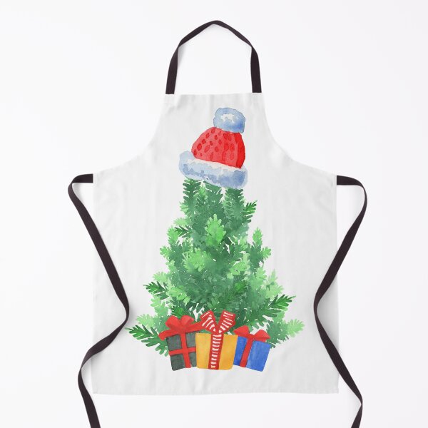 Item preview, Happy Christmas Tree With Gifts And Santa Hat Watercolor  designed and sold by Irina Sztukowski.