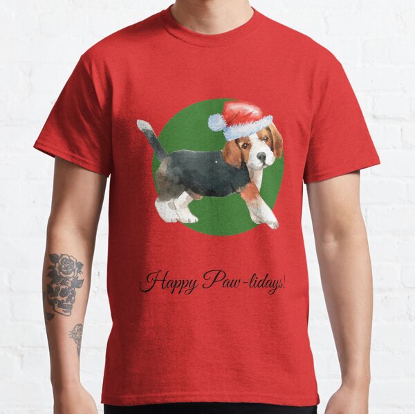 Item preview, Christmas Beagle Puppy illustration : Santa paws designed and sold by HappyNoireArt.
