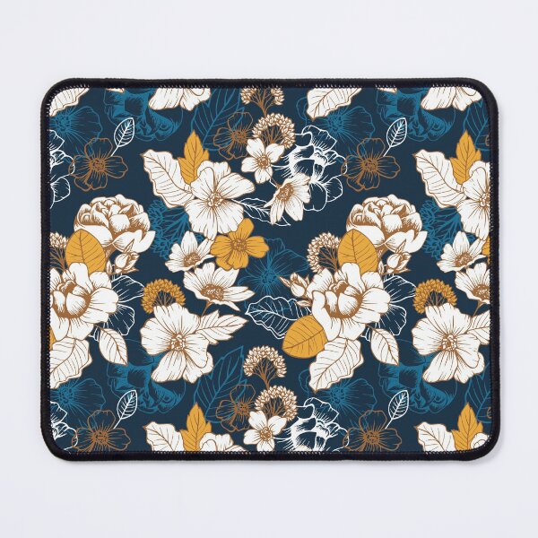 Item preview, Navy and Gold Peony and Blossom Seamless Pattern designed and sold by meghanmarie.