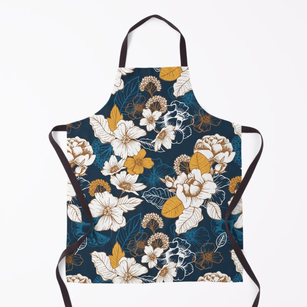 Item preview, Navy and Gold Peony and Blossom Seamless Pattern designed and sold by meghanmarie.