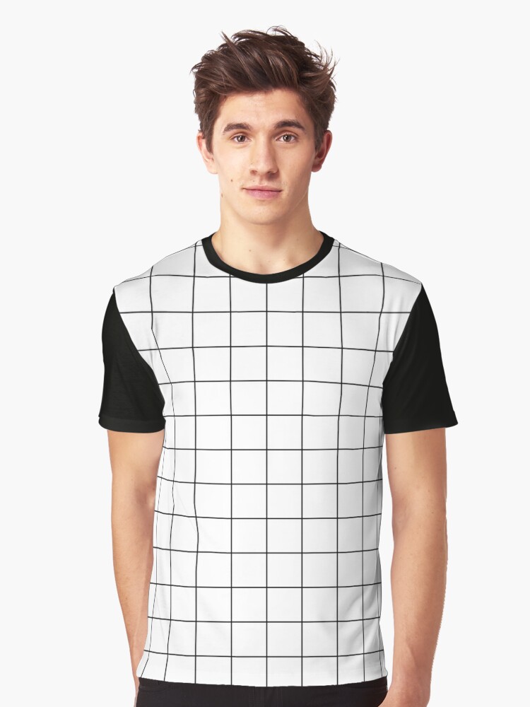Graph Paper Grid Black Lines On White | Graphic T-Shirt