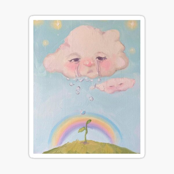 cute crying clouds Sticker