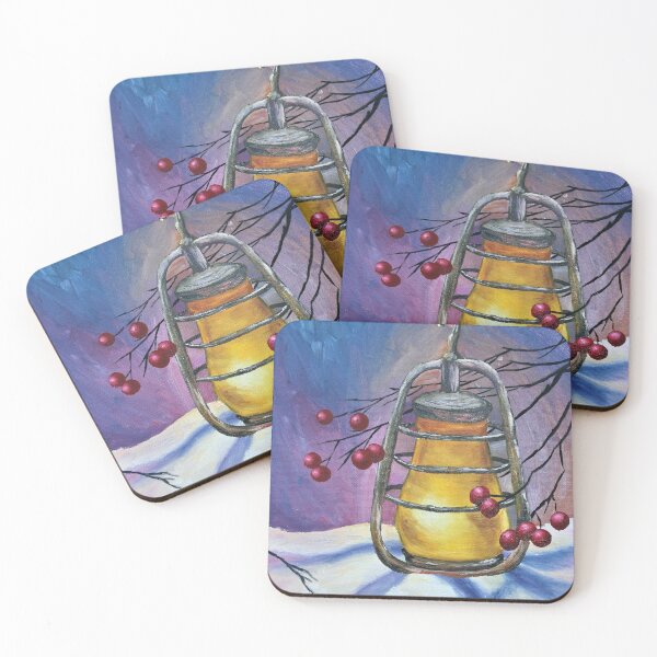 Item preview, Winter lantern oil painting designed and sold by ArtbyTreva.