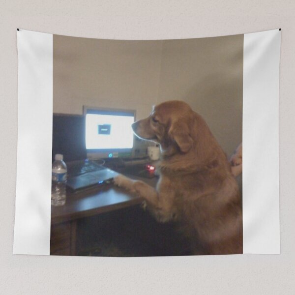 Item preview, Golden Retriever on computer designed and sold by gameshowfan2001.