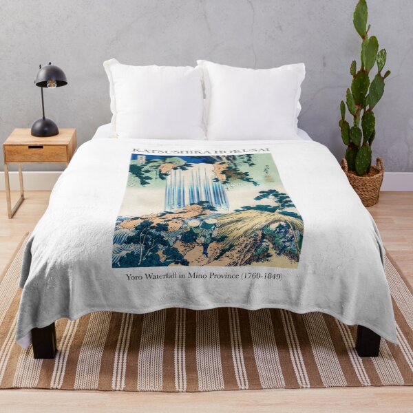 Item preview, Traditional Japanese Landscape of a Waterfall with Japanese Travelers designed and sold by FrostMintStudio.