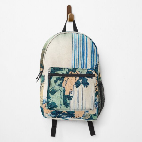 Item preview, Traditional Japanese Landscape of a Waterfall with Japanese Travelers  designed and sold by FrostMintStudio.