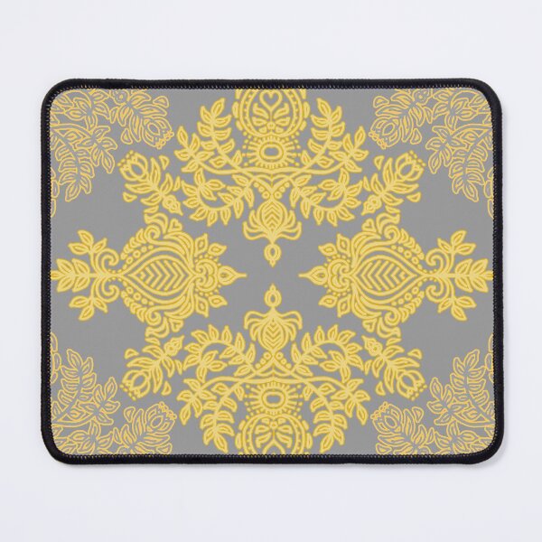 Item preview, Golden Folk - doodle pattern in yellow & grey designed and sold by micklyn.