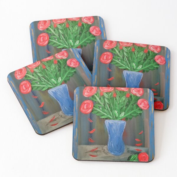 Item preview, Red roses In blue boarder  designed and sold by kkartwork.