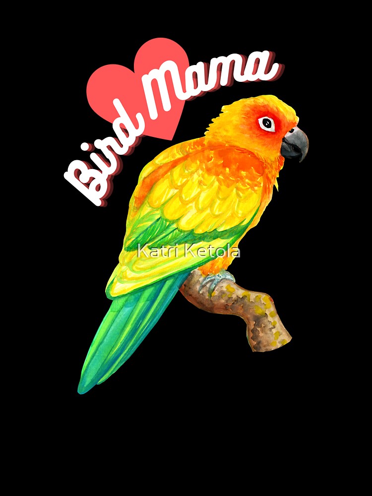 Bird Mom - Sun Conure Wearing Mask - Bird Mom - T-Shirt