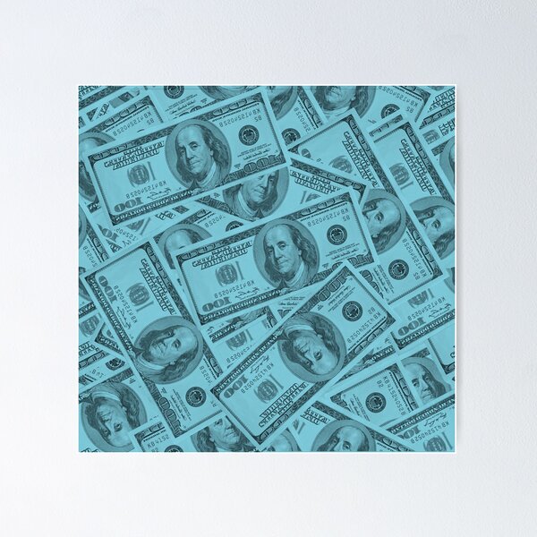 Blue Dollar Bill Pattern Poster for Sale by Dezinix