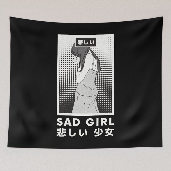 Item preview, Japanese Sad Anime Girl. Aesthetic Manga Otaku Babe product designed and sold by D-C-Designs.
