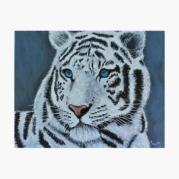 Item preview, White tiger oil painting designed and sold by ArtbyTreva.