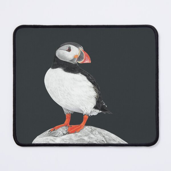Item preview, Puffin pastel art dark grey background designed and sold by IslesArt.