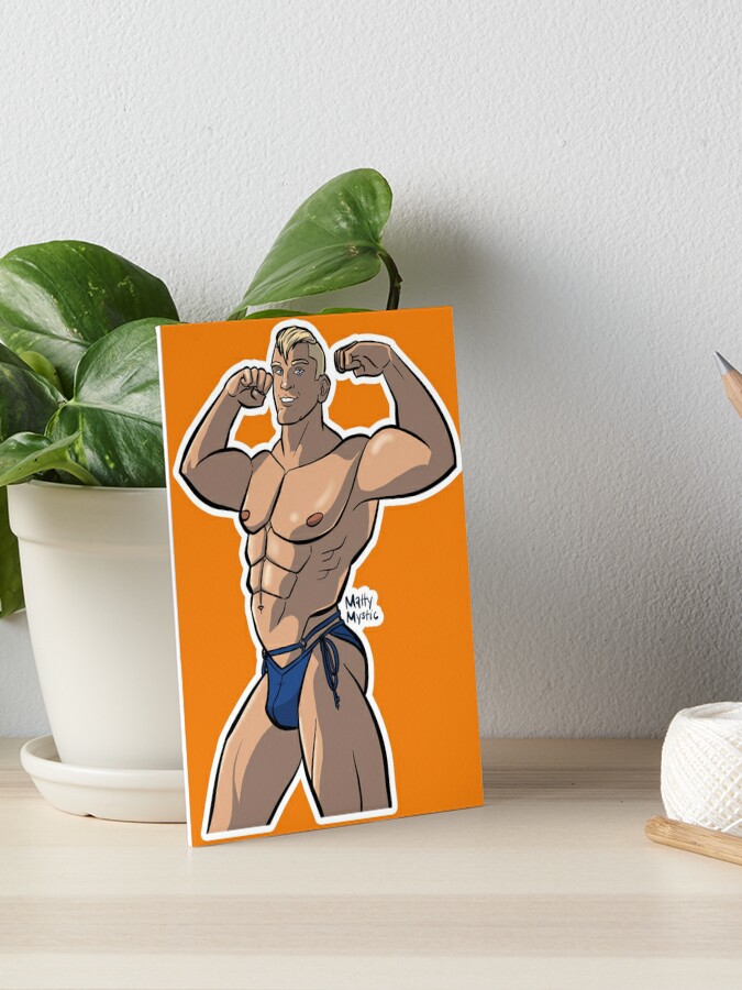 Random Buff Guy in Underwear Art Board Print for Sale by SpellYouLater