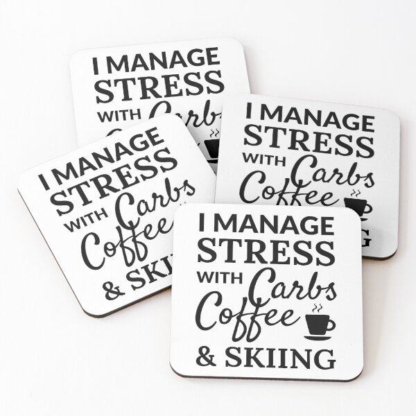 Item preview, I manage stress with carbs, coffee and skiing  designed and sold by TheGreenGoat.
