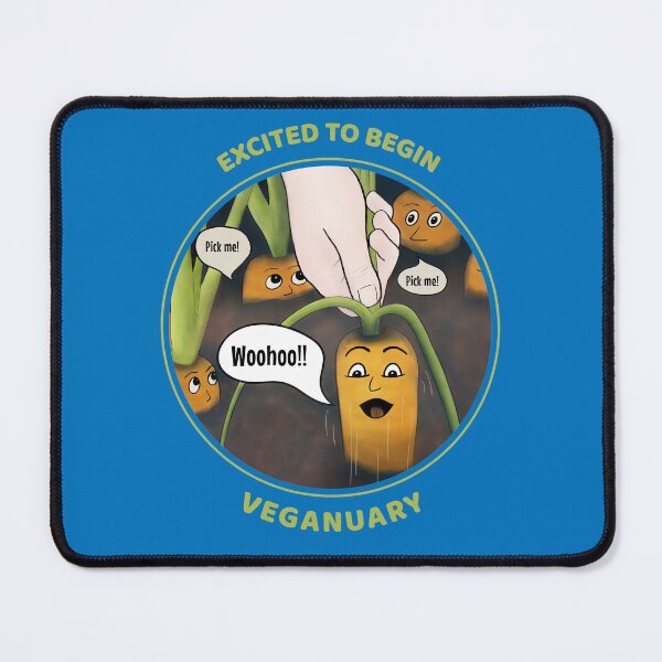 Item preview, Excited to Begin Veganuary - funny cartoon carrots drawing designed and sold by Crystal Raymond.