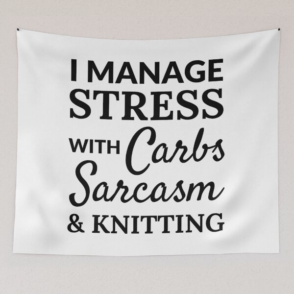 Item preview, I manage stress with carbs, coffee and knitting  designed and sold by TheGreenGoat.