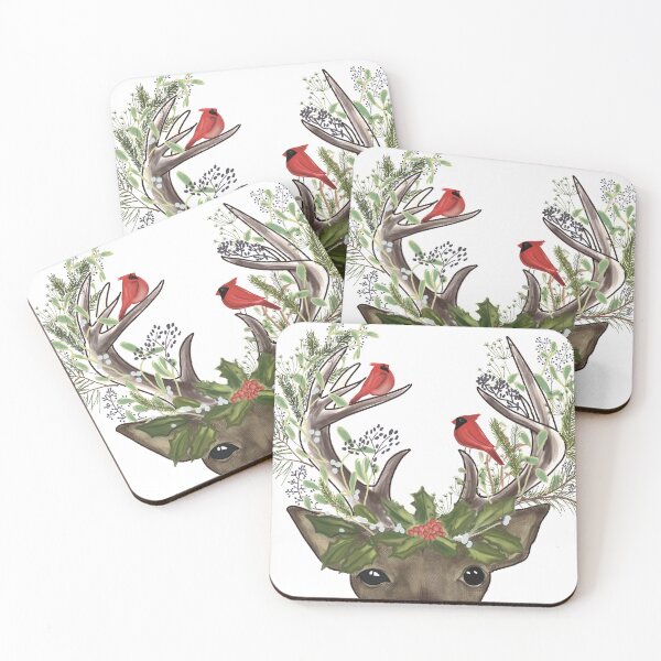 Item preview, Foilage de ciervos de Navidad Red Birds designed and sold by SheilasDigitalStudio.
