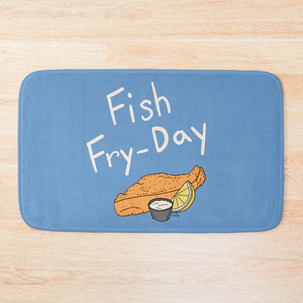 Item preview, Fish Fry-day - Fish Fry Friday - Cream Text & Blue Gray Background designed and sold by EcoElsa.