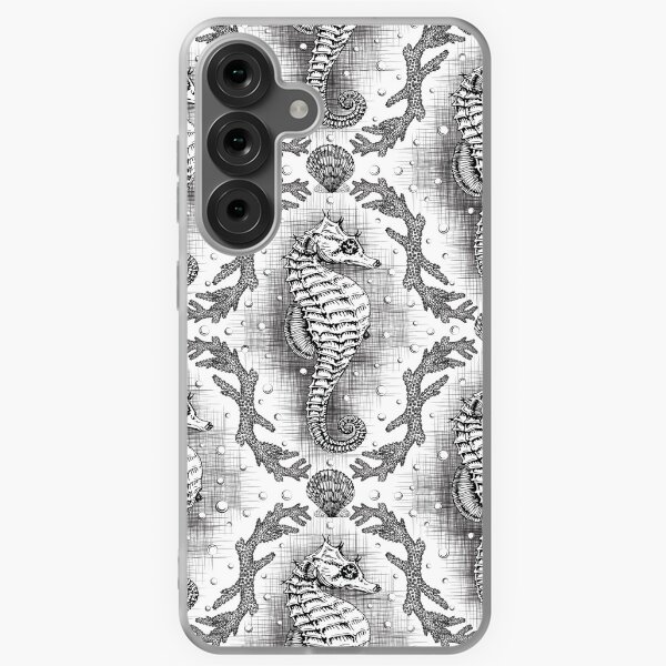 Item preview, Victorian Seahorse Damask in Black & White Antique Steampunk  designed and sold by LoreliDesigns.