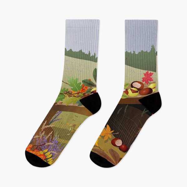 Item preview,  Fall Autumn Leaves, Berries, Chestnuts, Lavender Flowers Fall Print designed and sold by silviaol.