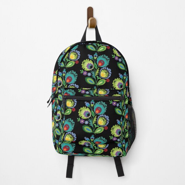 Item preview, Polish Folk Flowers Green on Black designed and sold by Barbara Pixton.