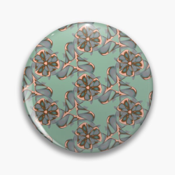 Item preview, Peach Flower Tile on Green designed and sold by Fractal Journeys, etc. .