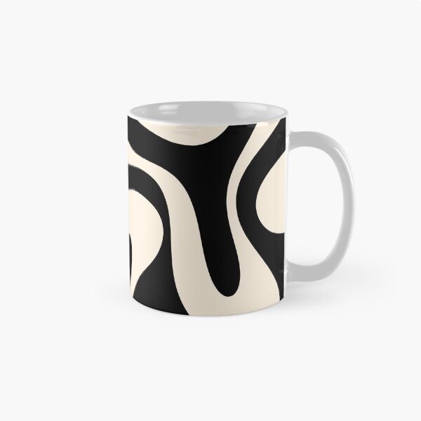 Item preview, Patrón abstracto moderno retro de curvas suaves en negro y crema de almendras designed and sold by kierkegaard.