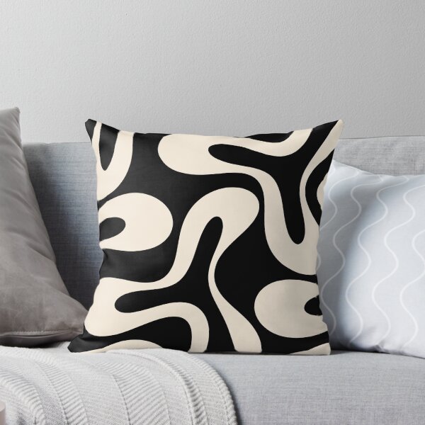 Item preview, Soft Curves Retro Modern Abstract Pattern in Black and Almond Cream designed and sold by kierkegaard.