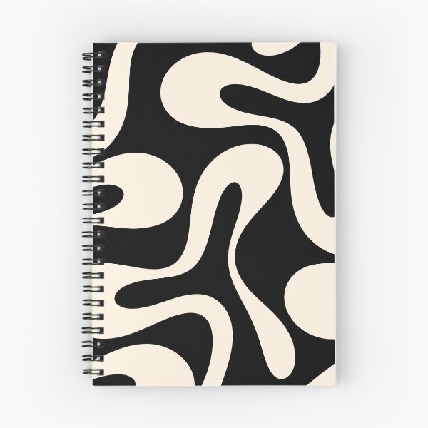 Item preview, Soft Curves Retro Modern Abstract Pattern in Black and Almond Cream designed and sold by kierkegaard.