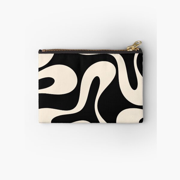 Item preview, Soft Curves Retro Modern Abstract Pattern in Black and Almond Cream designed and sold by kierkegaard.