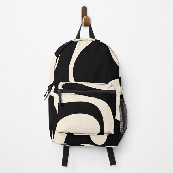 Item preview, Soft Curves Retro Modern Abstract Pattern in Black and Almond Cream designed and sold by kierkegaard.