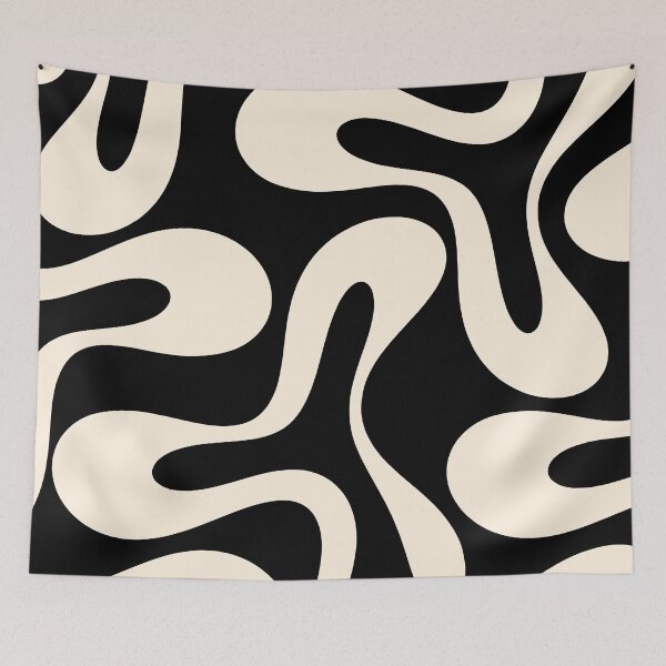 Item preview, Soft Curves Retro Modern Abstract Pattern in Black and Almond Cream designed and sold by kierkegaard.