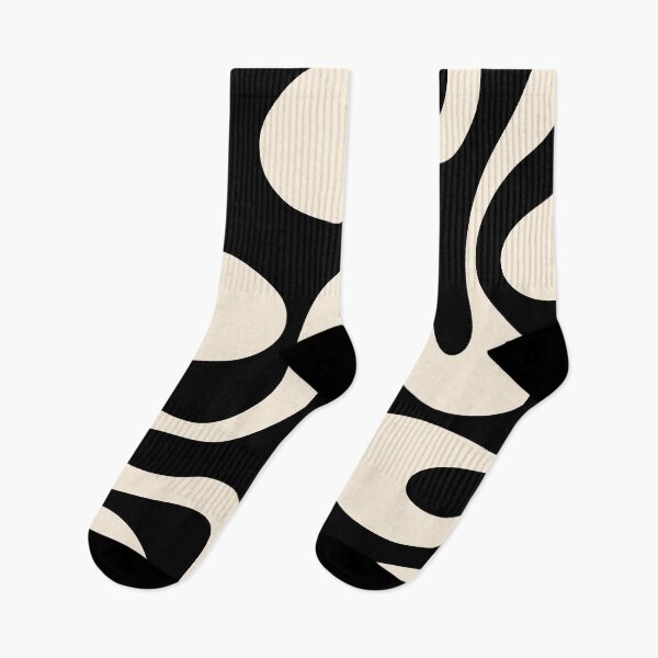 Item preview, Soft Curves Retro Modern Abstract Pattern in Black and Almond Cream designed and sold by kierkegaard.