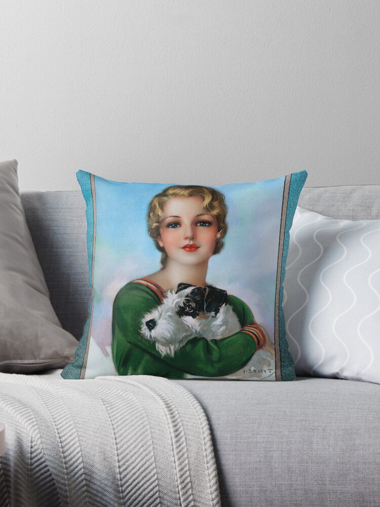 Winners, A Girl And Her Dog by Jules Erbit - Beautiful Companionship 2 Winners, A Girl And Her Dog Vintage Xzendor7 Old Masters Reproductions Decorative Art Print Throw Pillow