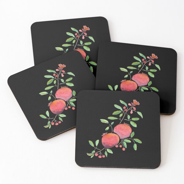 Item preview, Pomegranates on Black Background by MarcyBrennanArt designed and sold by MarcyBrennanArt.