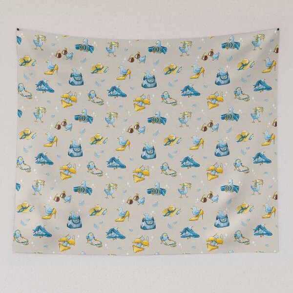 Item preview, Fashion Bird Pattern - Blue & Gold designed and sold by JadedSketch.