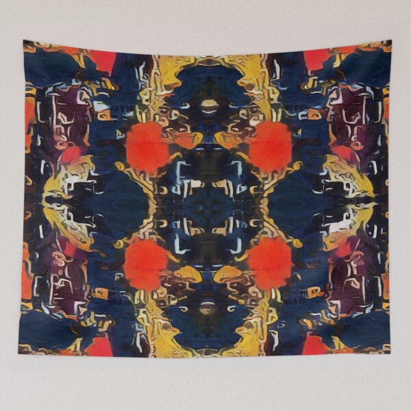 Item preview, Navy And Red Abstract Floral  designed and sold by Designs By YL.