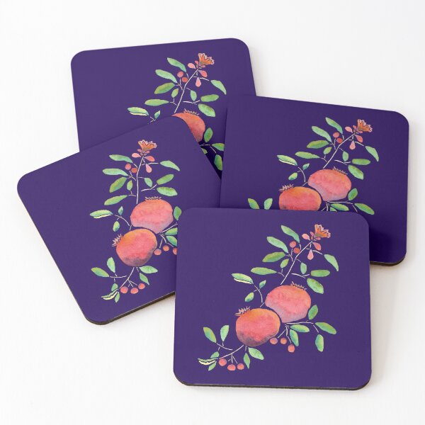 Item preview, Pomegranates on Dark Blue Background by MarcyBrennanArt designed and sold by MarcyBrennanArt.