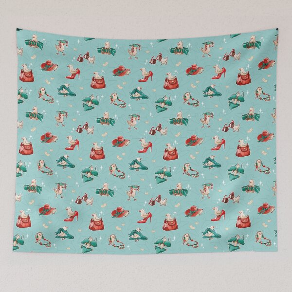 Item preview, Fashion Bird Pattern - Teal & Red designed and sold by JadedSketch.