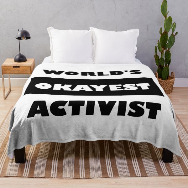 Item preview, Funny World's okayest Activist - block black and white funny activism saying designed and sold by Deegital18.