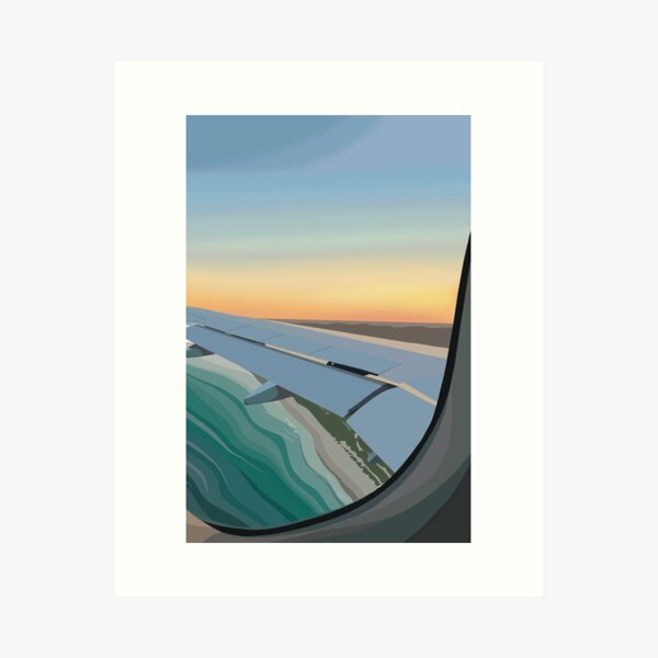 Sunset plane window view Art Print