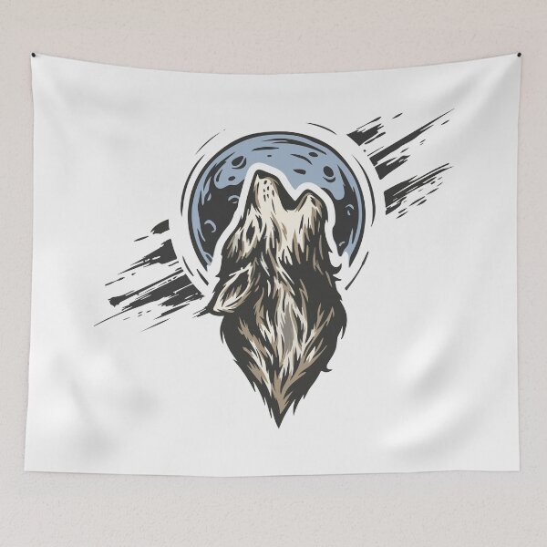 Item preview, wolf howling on the moon designed and sold by mouad naouiri.