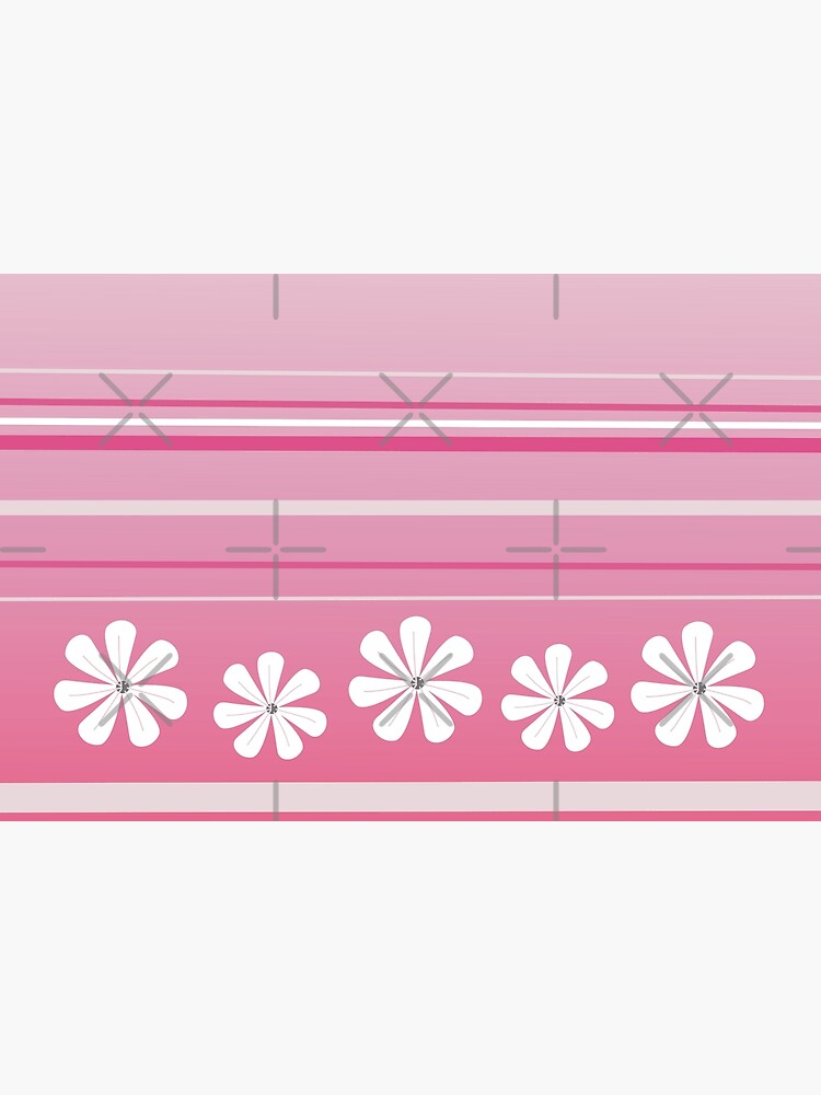 Thumbnail 6 of 6, Bath Mat, White Flowers Pink Lines designed and sold by CarlaBaremb.