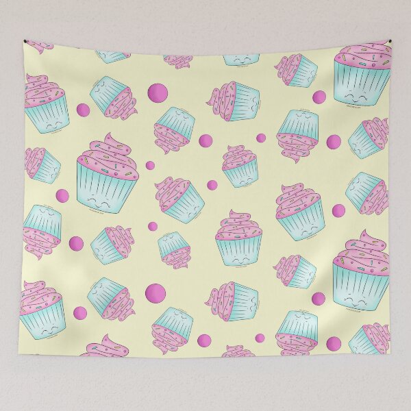 Item preview, Happy Cute Pink and Blue Cupcake designed and sold by PancakeAndLoaf.