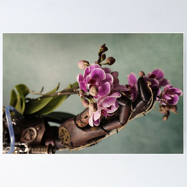 Item preview, Orchid flower fed by Steampunk robot hand designed and sold by Cinzia Murgia.