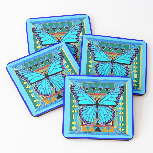 Item preview, BLUE SHADES  MONARCH BUTTERFLY PATTERN  ABSTRACT ART designed and sold by sharlesart.