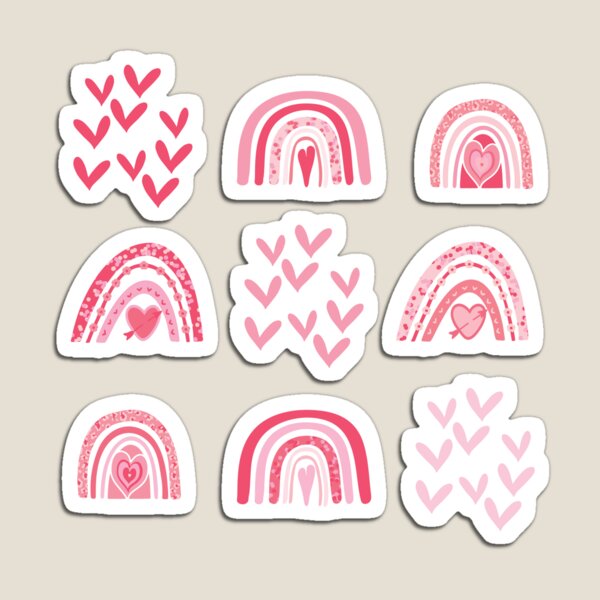 Item preview, Rainbows and Hearts-Kitch Valentine-Sticker PACK Love core designed and sold by Annette Chabidon Studio.