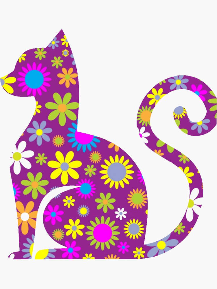 "Vintage flower cat Tattoo" Sticker for Sale by AichaLoveSpring Redbubble